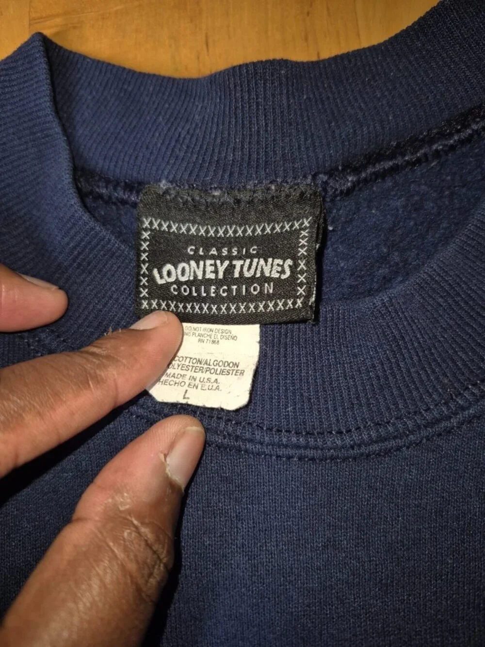 Vtg 1997 Looney Tunes Marvin the Martian Crewneck L Sweatshirt Made in USA Navy